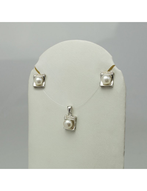 Silver set with white pearls ZIPE0538S