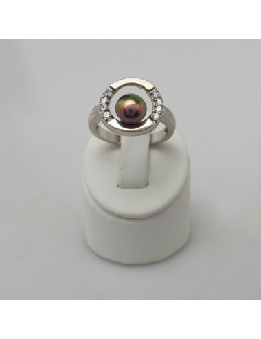 Silver ring with zircons RWY157S