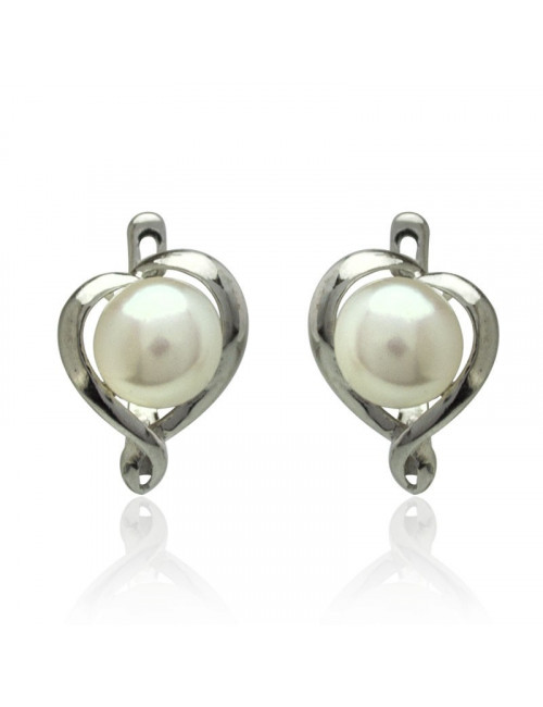Silver earrings with freshwater pearl E11335S