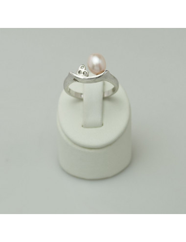 Silver ring with freshwater pearl and zircons FR0886S