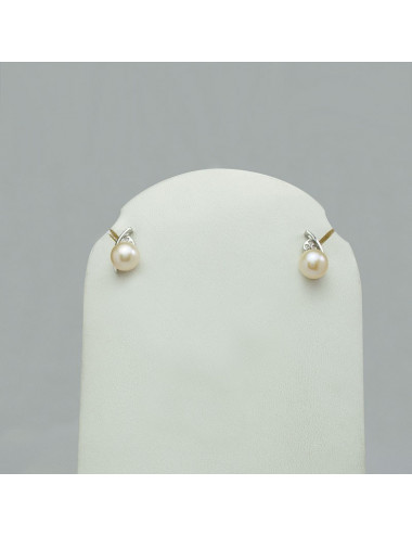 Srebrne kolczyki z perłą i cyrkoniami FE0886S