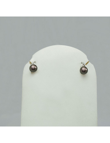 Silver earrings with pearls and zircons FE0886S