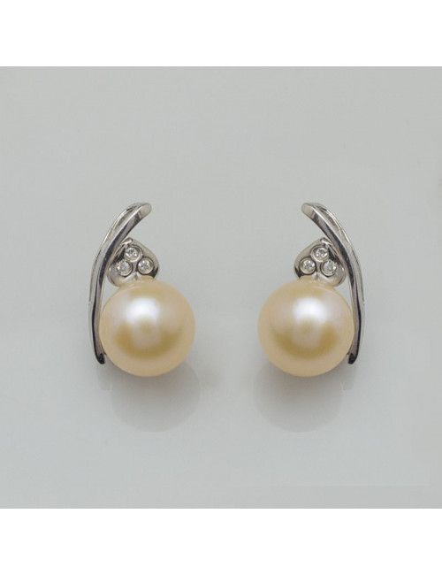 Silver earrings with pearls and zircons FE0886S