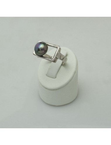 Srebrny pierścionek z ciemną perłą ZIR0274S