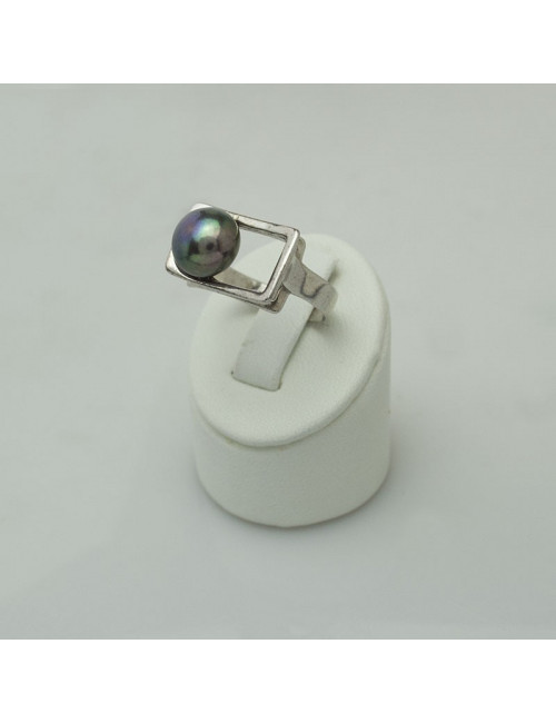 Silver ring with dark freshwater pearl ZIR0274S