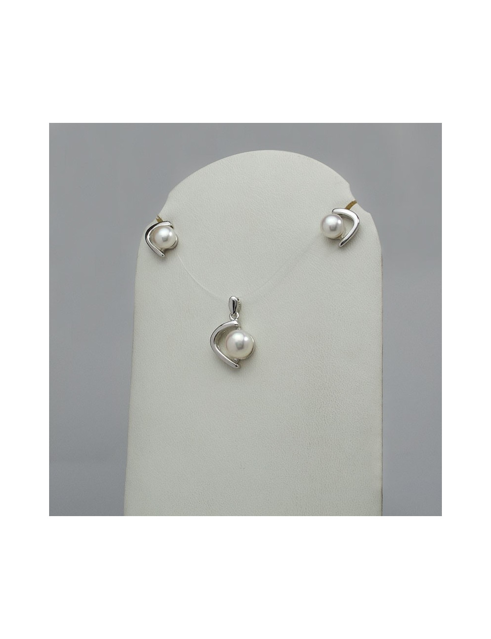Srebrny komplet biżuterii z perłami SEP0167S
