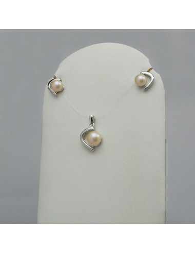 Srebrny komplet biżuterii z perłami SEP0167S