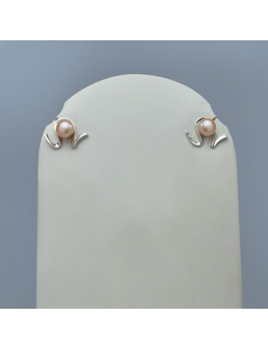 Srebrne kolczyki z prawdziwą perłą FE302390S