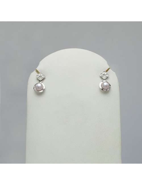 Silver earrings with freshwater pearl IE029S