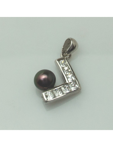 Silver pendant with pearl and zircons PWY152S