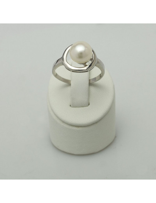 Srebrny pierścionek z białą perłą PDE0002S