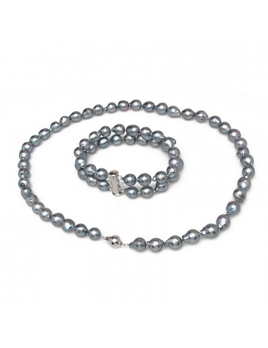 Silver set with grey pearls K7580S3