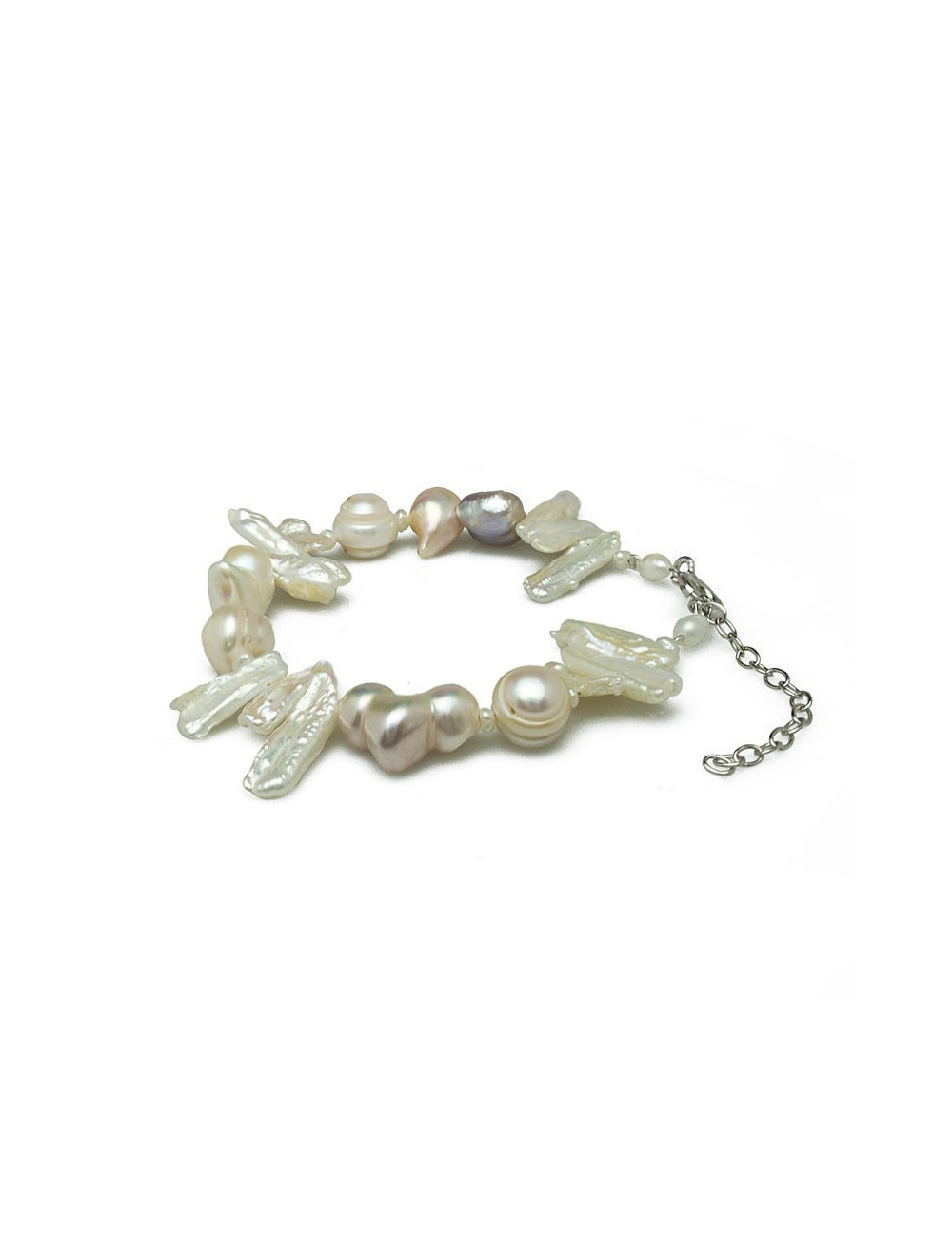 Silver bracelet with freshwater pearls BBŁUPS1