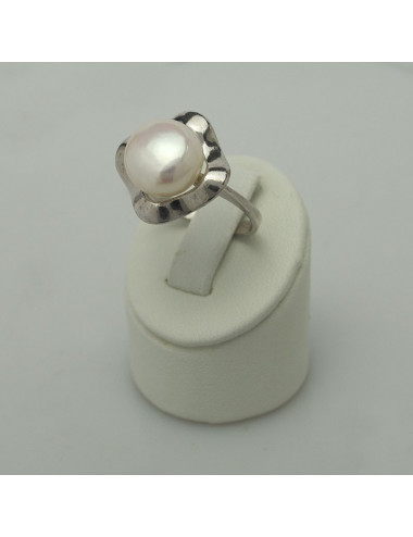 Srebrny pierścionek z białą perłą PDNP0050S