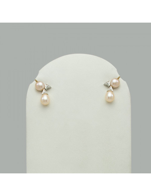 Silver earrings with freshwater pearls and zircons FE101514S