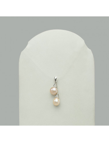 Silver pendant with freshwater pearls and zircons FP101514S