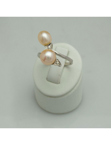 Silver ring with freshwater pearls and zircons FR101514S