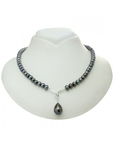 Silver necklace with freshwater pearls YA6070S