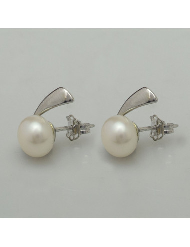 Silver earrings with freshwater pearls SE0021AS