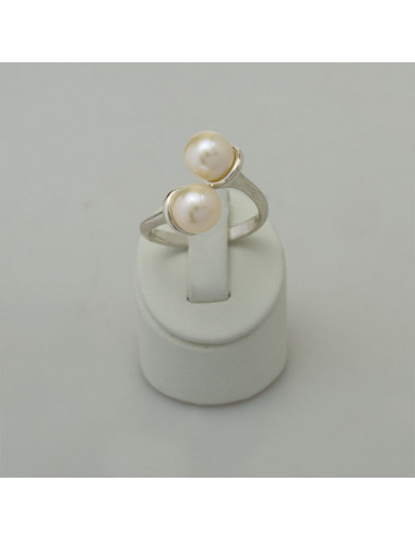 Srebrny pierścionek z perłami PDB2S