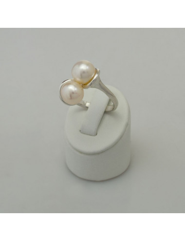Srebrny pierścionek z perłami PDB2S