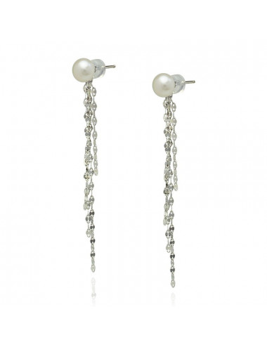 Silver dangle earrings with freshwater pearls KL7080S