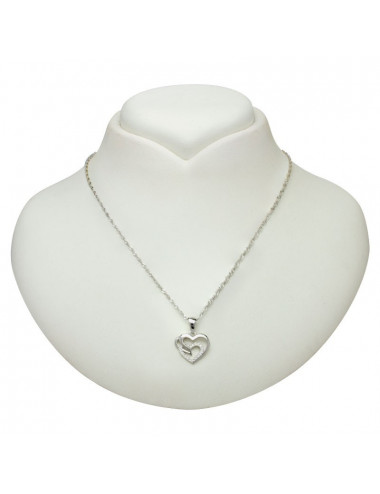 Silver necklace with heart-shaped pendant LAN455S