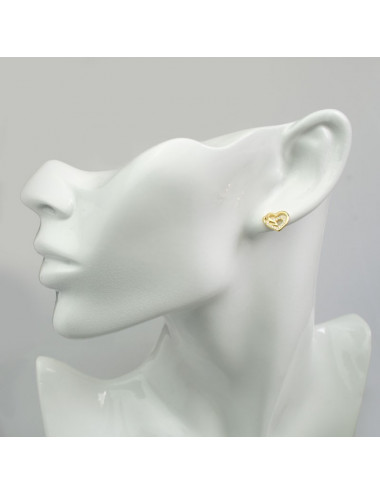 Silver earrings with heart-shaped theme E1011S