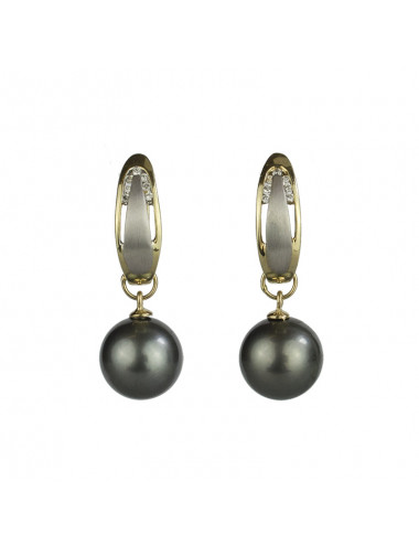 Gold Earrings with Black...