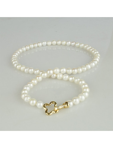 Silver Genuine White Pearl...