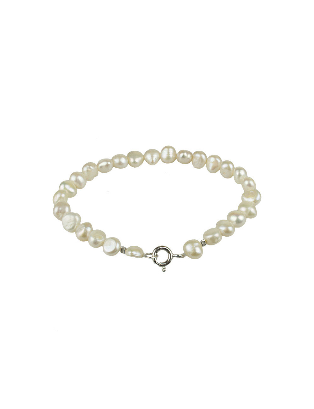 Baroque shaped white pearl bracelet with silver clasp BR202S1