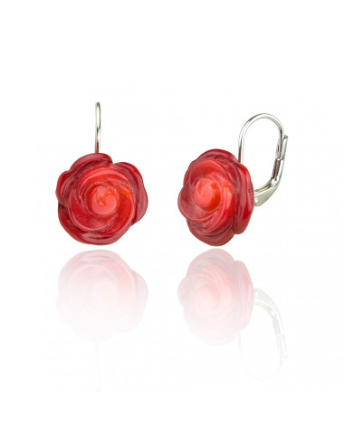 Silver Rose Coral Earrings...
