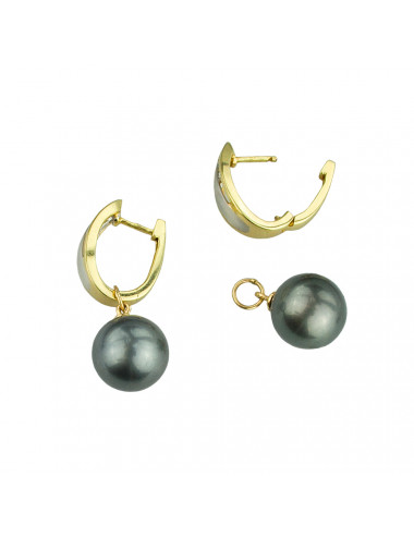 Gold Earrings with Black...