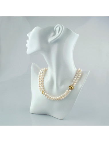 Double row graduated pearl necklace with gold elements NS511x2GZ