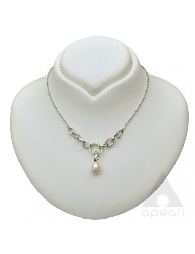 Original chain with oval white pearl and ellipse decorated with zircons YA395S