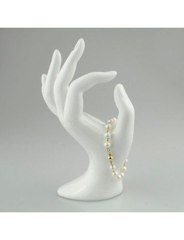 Bransoletka z białych pereł Akoya przeplatanych z kuleczkami wykonanymi z 14-karatowego złota BmO775KUG2