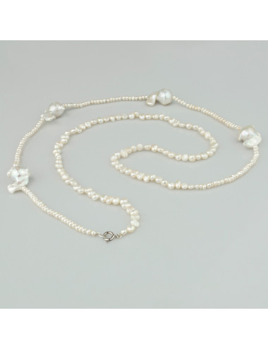 Necklace with baroque pearls of different sizes NB40200S