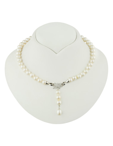 Silver Pearl Necklace with...