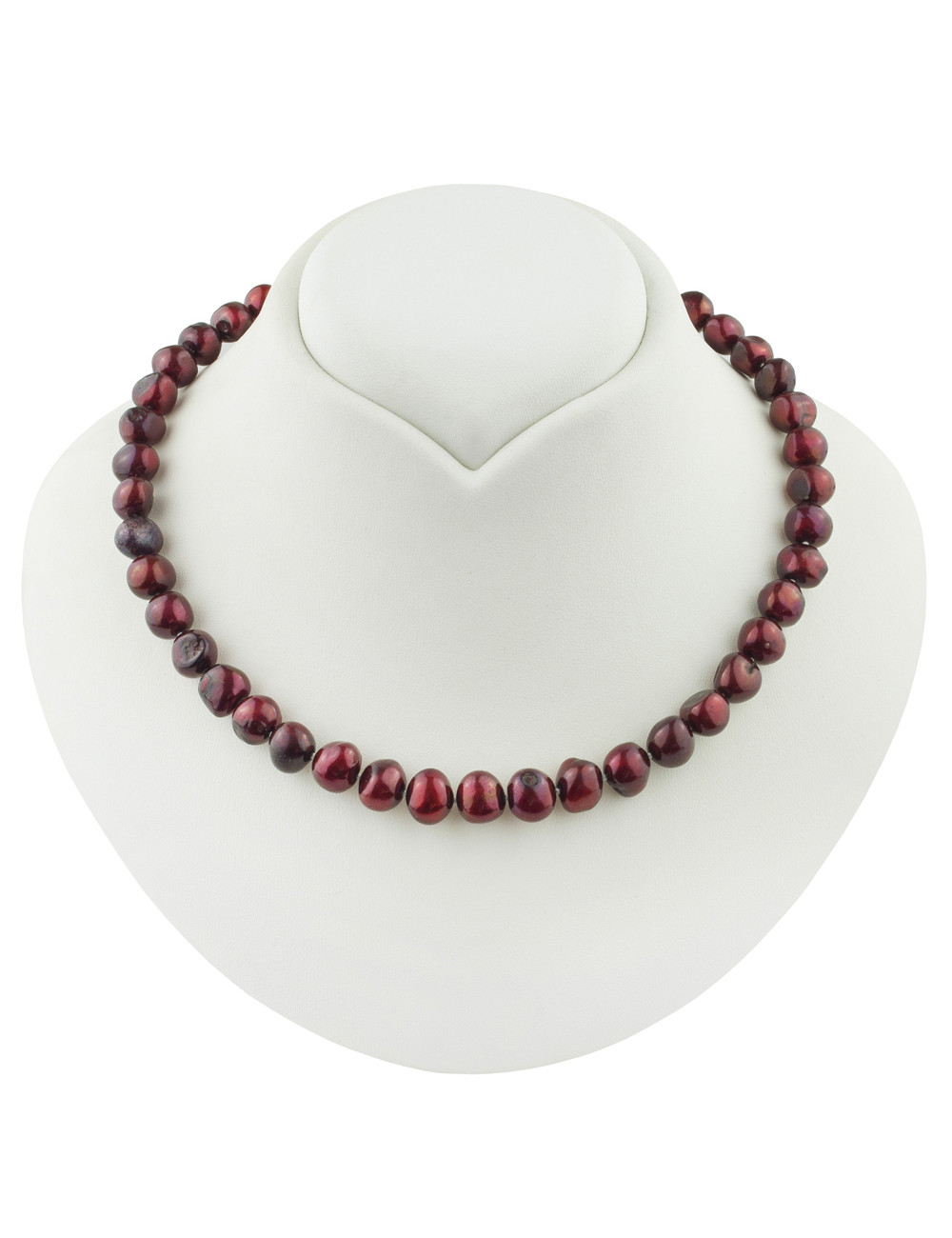 Necklace of maroon pearls with irregular shapes and high shine NB7585S