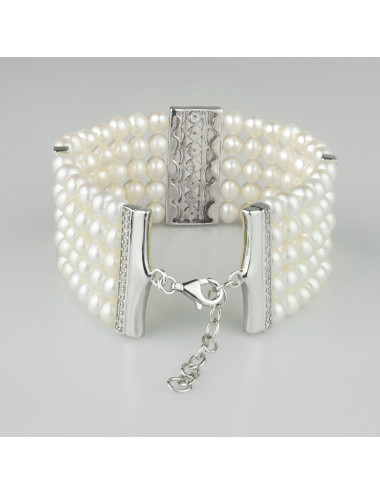 5-Row Pearl Bracelet with...