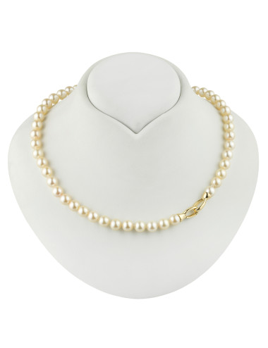 Gold Akoya pearl necklace with double-sided snap clasp KJP011-12
