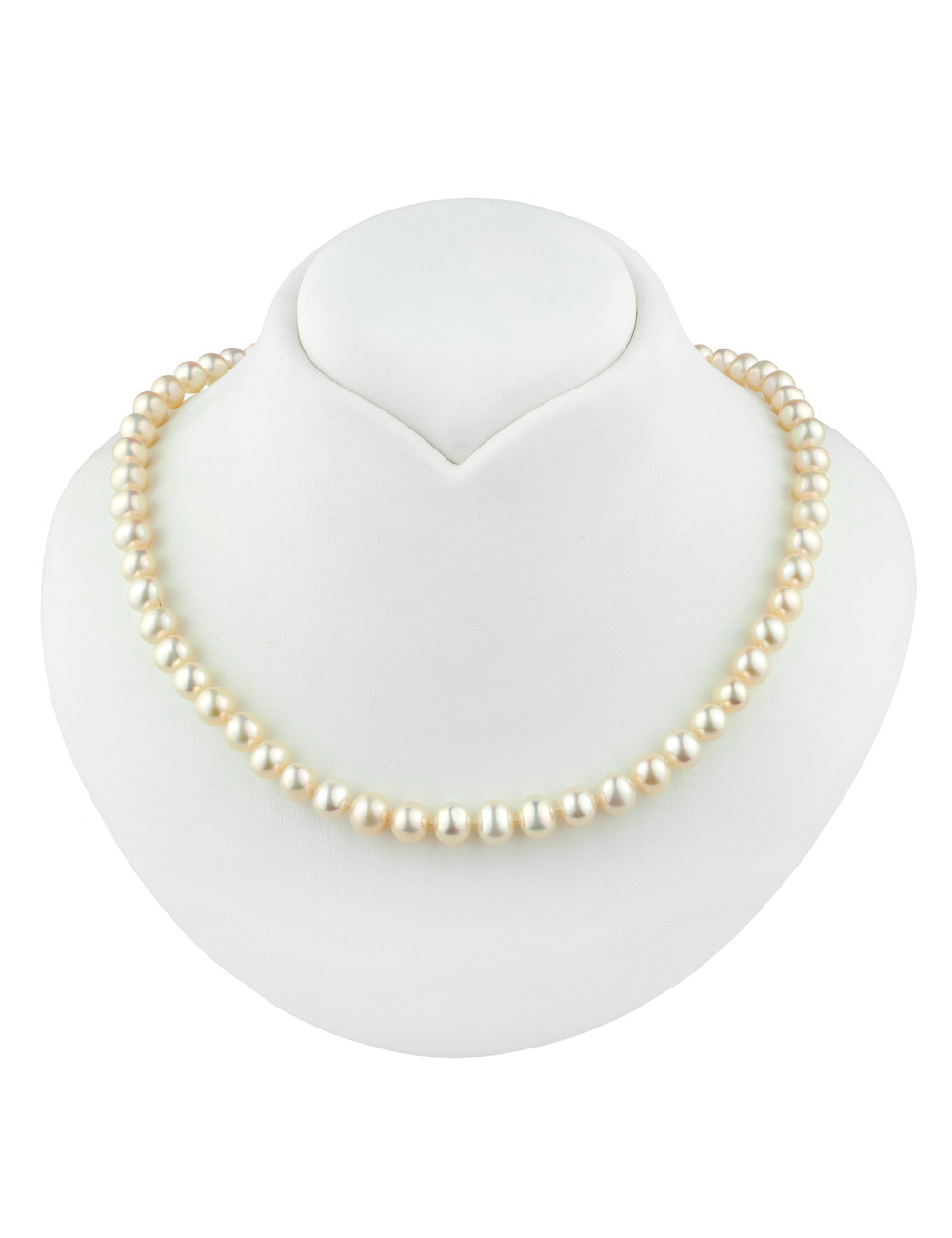 Light pink oval medium pearl necklace with carabiner clasp Ns06575S