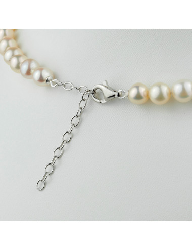 Light pink oval medium pearl necklace with carabiner clasp Ns06575S