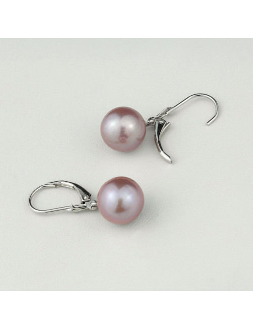Srebrne kolczyki z zapięciem angielskim i okrągłymi, różowymi perłami Edison o dużej średnicy KE1011S