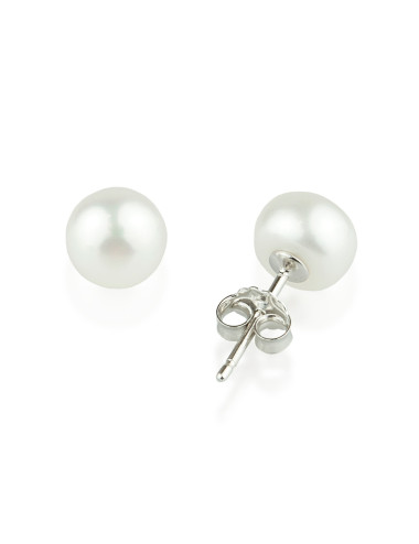 Post earrings with shimmering white pearls K6575S3