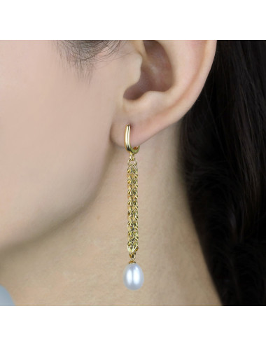 Gold Long Earrings with...