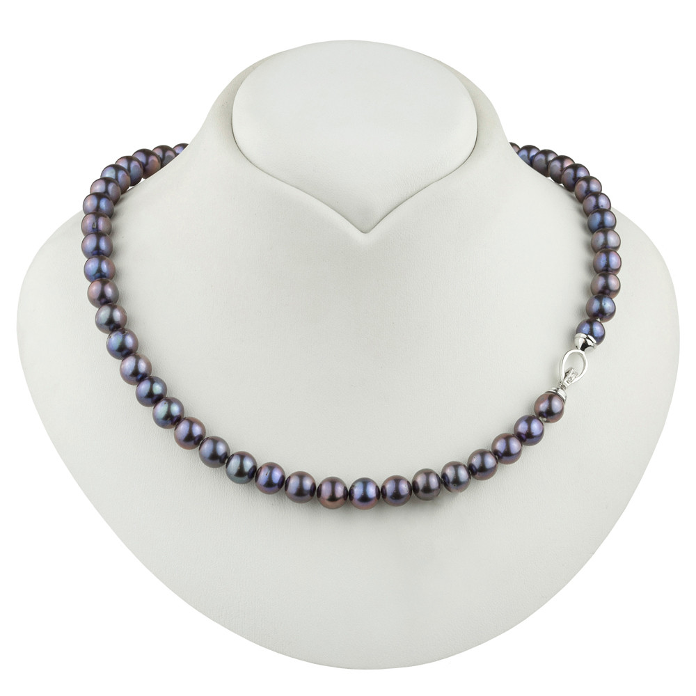 Dark pearl necklace with white gold clasp NO910G6085C