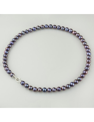 Dark pearl necklace with white gold clasp NO910G6085C