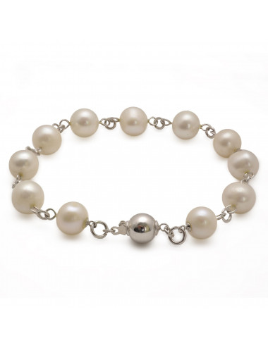 Srebrna bransoleta z perłami BLAN995S3