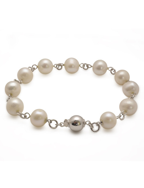 Srebrna bransoleta z perłami BLAN995S3